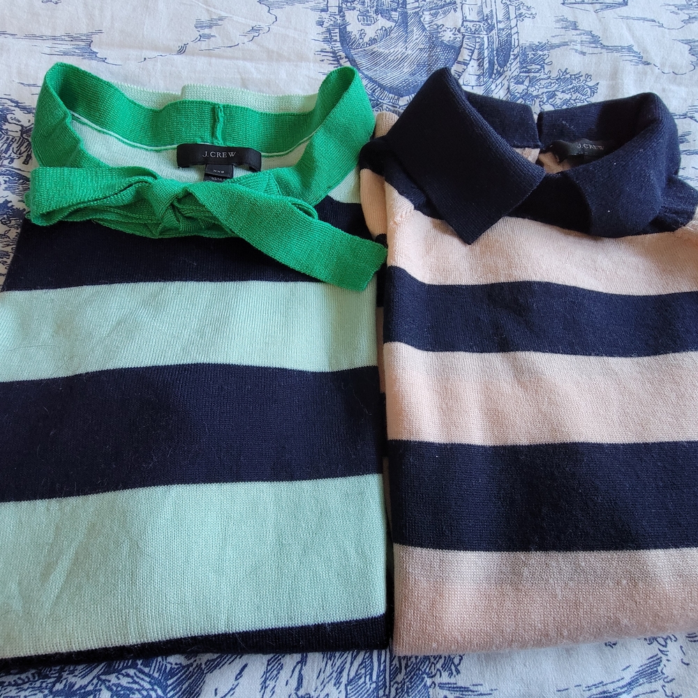 J. Crew Green and Black Striped Sweater